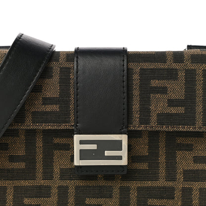 Fendi Recycled Fabric Jacquard Vitello Grace FF 1974 Baguette Belt Pouch Tobacco Moro Black 9 of 11