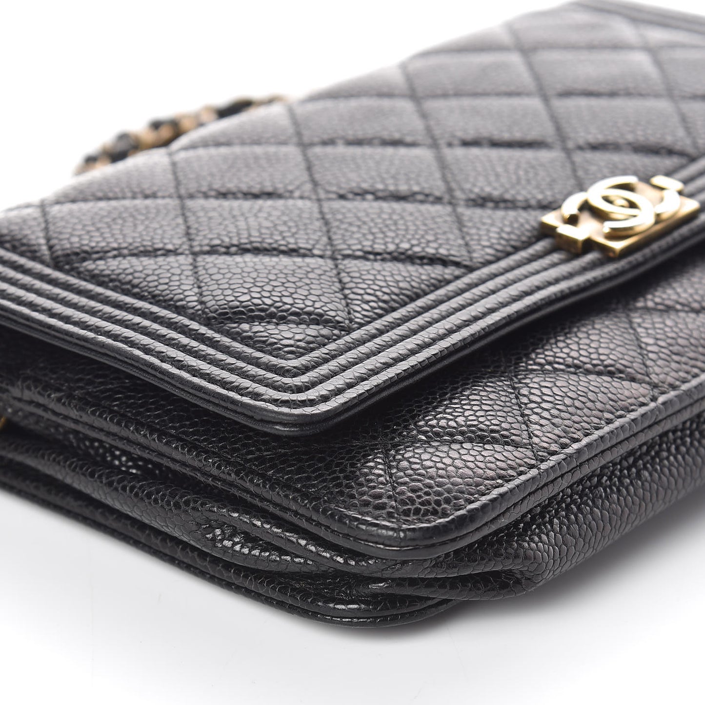 Caviar Quilted Boy Wallet On Chain WOC Black