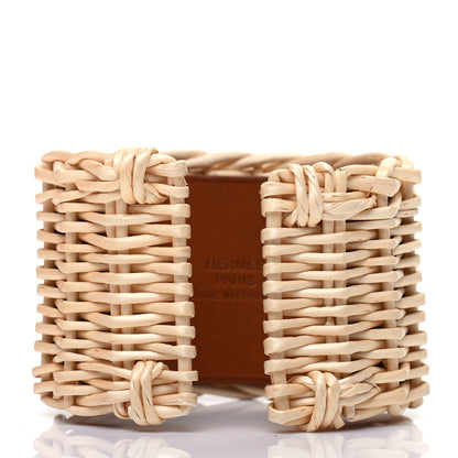 Hermes Wicker Barenia Medor Picnic Cuff Bracelet Fauve 3 of 5