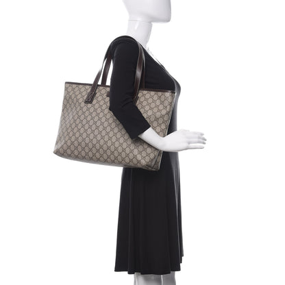 Gucci GG Supreme Monogram Medium Zippered Shopping Tote Dark Brown 2 of 12