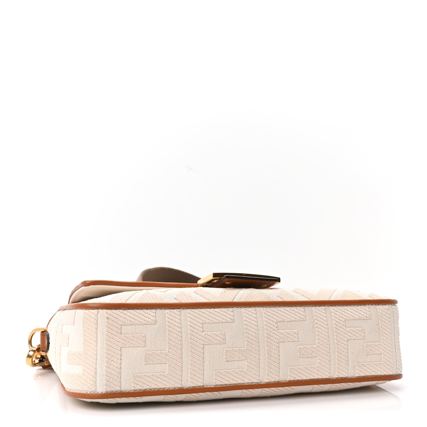 Canvas Vitello King Bi-Color Strap FF Embroidered Baguette Grezzo Brandy Cuoio