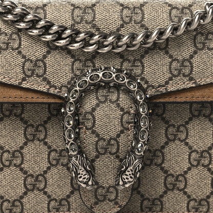 Gucci GG Supreme Monogram Suede Crystal Small Dionysus Shoulder Bag Beige Ebony Taupe 8 of 11