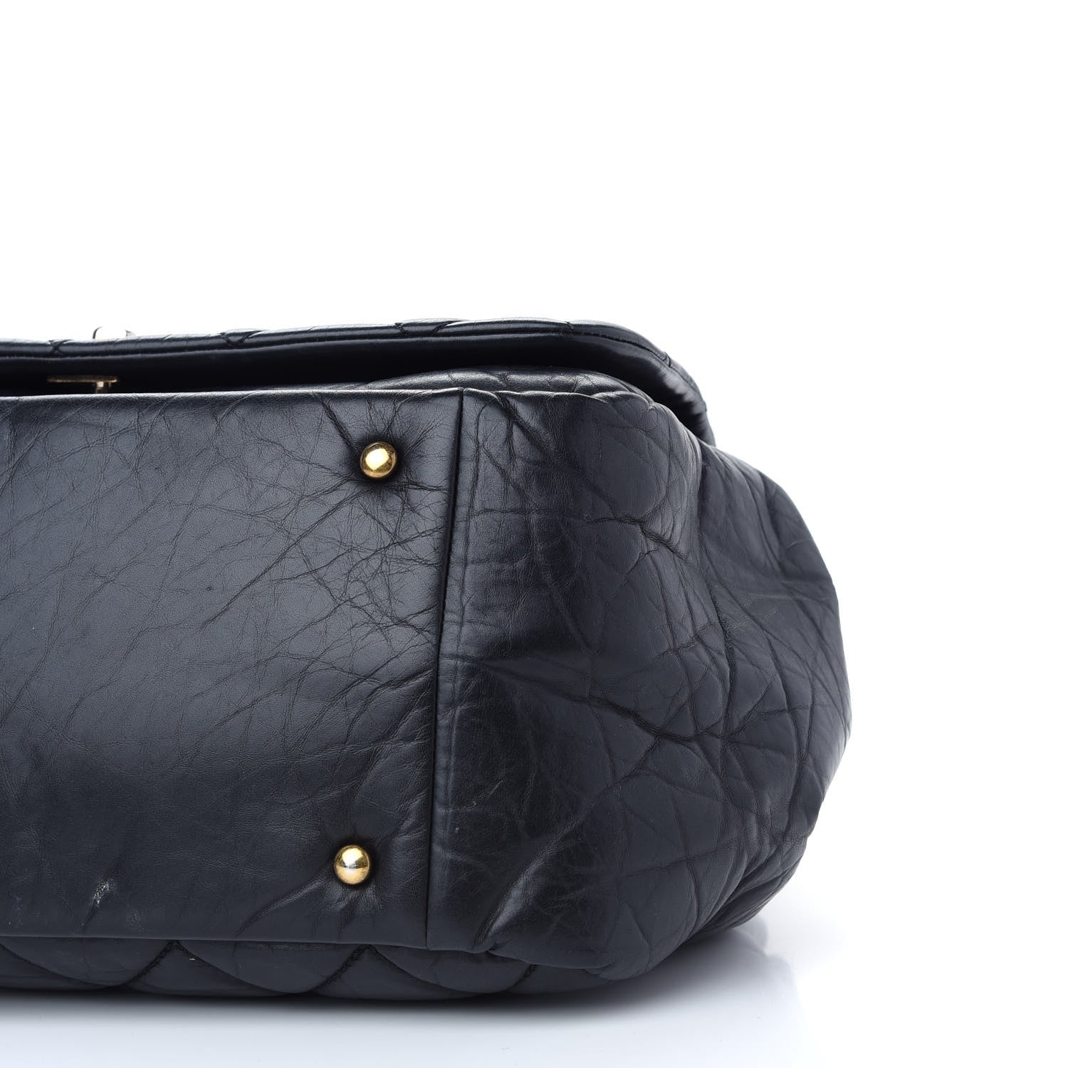 Chanel Aged Calfskin Quilted Large Pondichery Flap Black 9 of 10