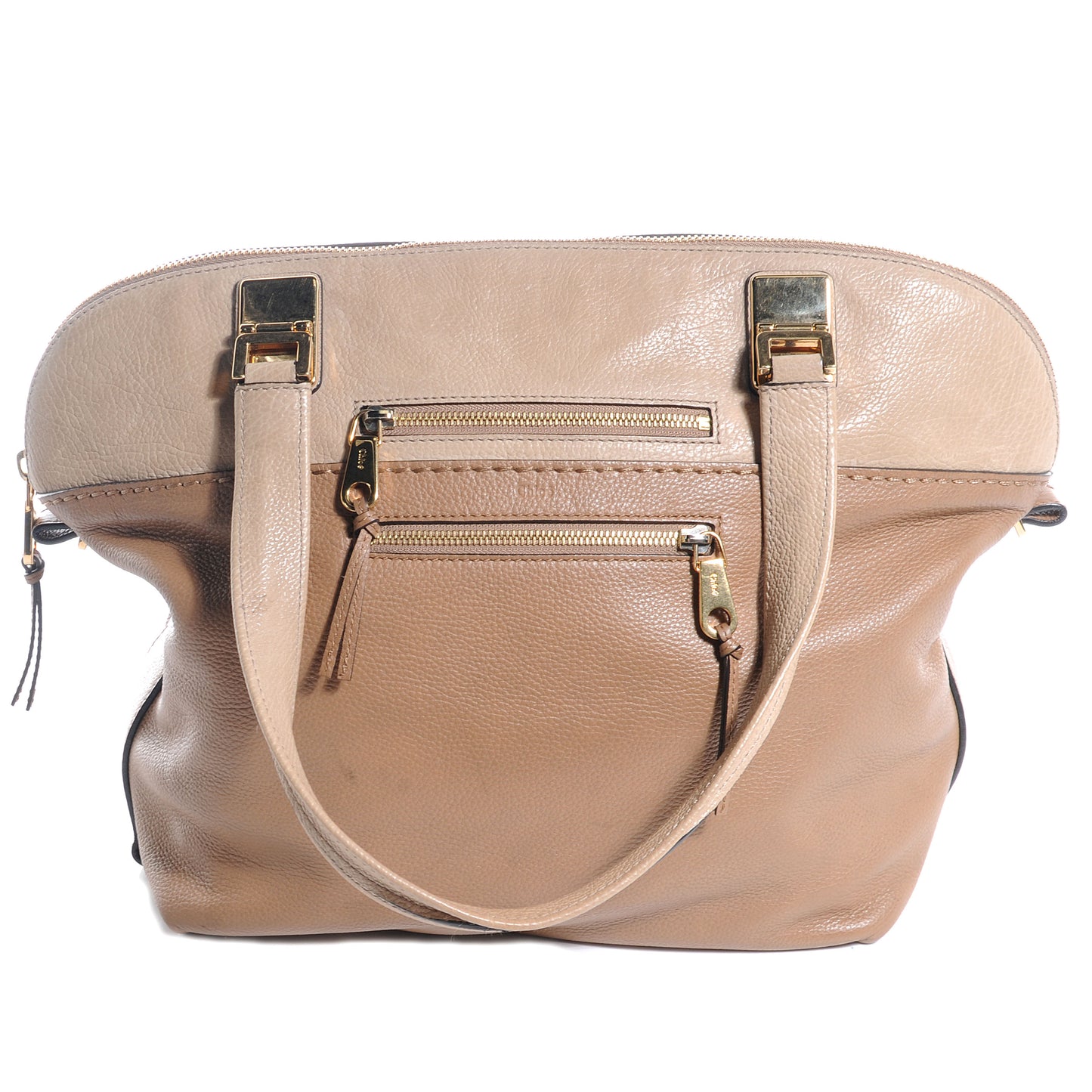 Leather Large Angie Shoulder Bag Nut