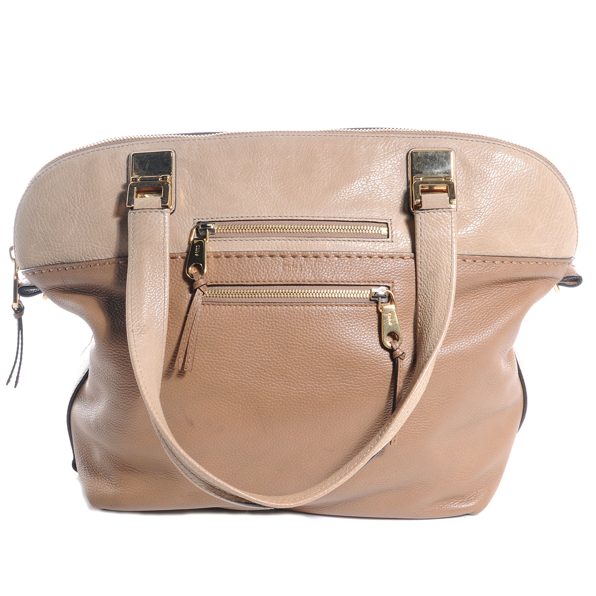 Chloe Leather Large Angie Shoulder Bag Nut 1 of 8