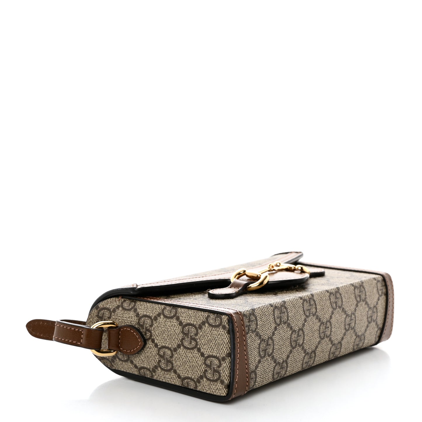 GG Supreme Monogram Mini Horsebit 1955 Shoulder Bag Beige Brown Sugar