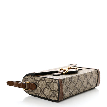 Gucci GG Supreme Monogram Mini Horsebit 1955 Shoulder Bag Beige Brown Sugar 4 of 10