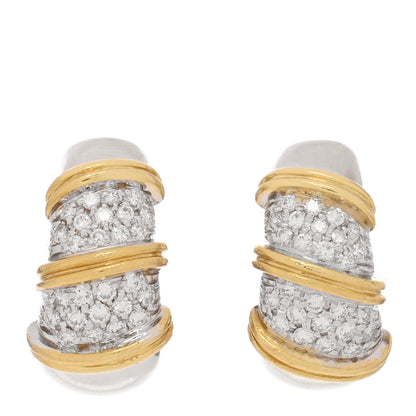 Roberto Coin 18K Yellow White Gold Diamond Nabucco Hoop Earrings 1 of 4