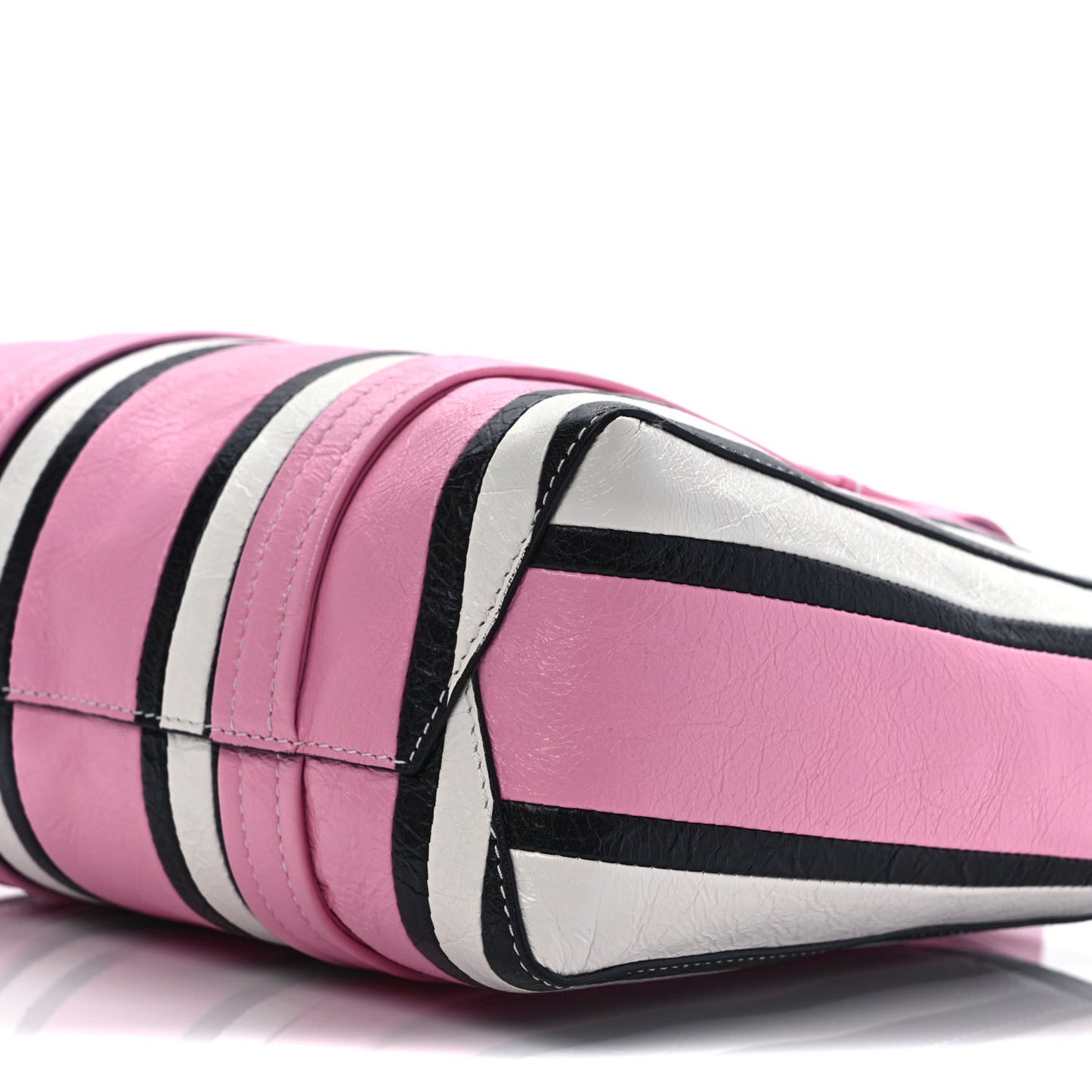Agneau Arena Striped Small Barbes East West Shopper Candy Pink Black