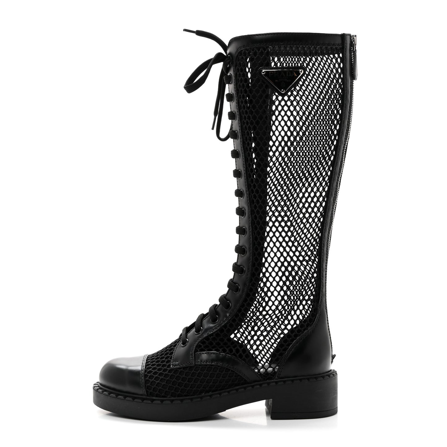 Rete Spazzolato Rois Metal Triangle Logo Womens Knee High 50mm Boots 35 Black