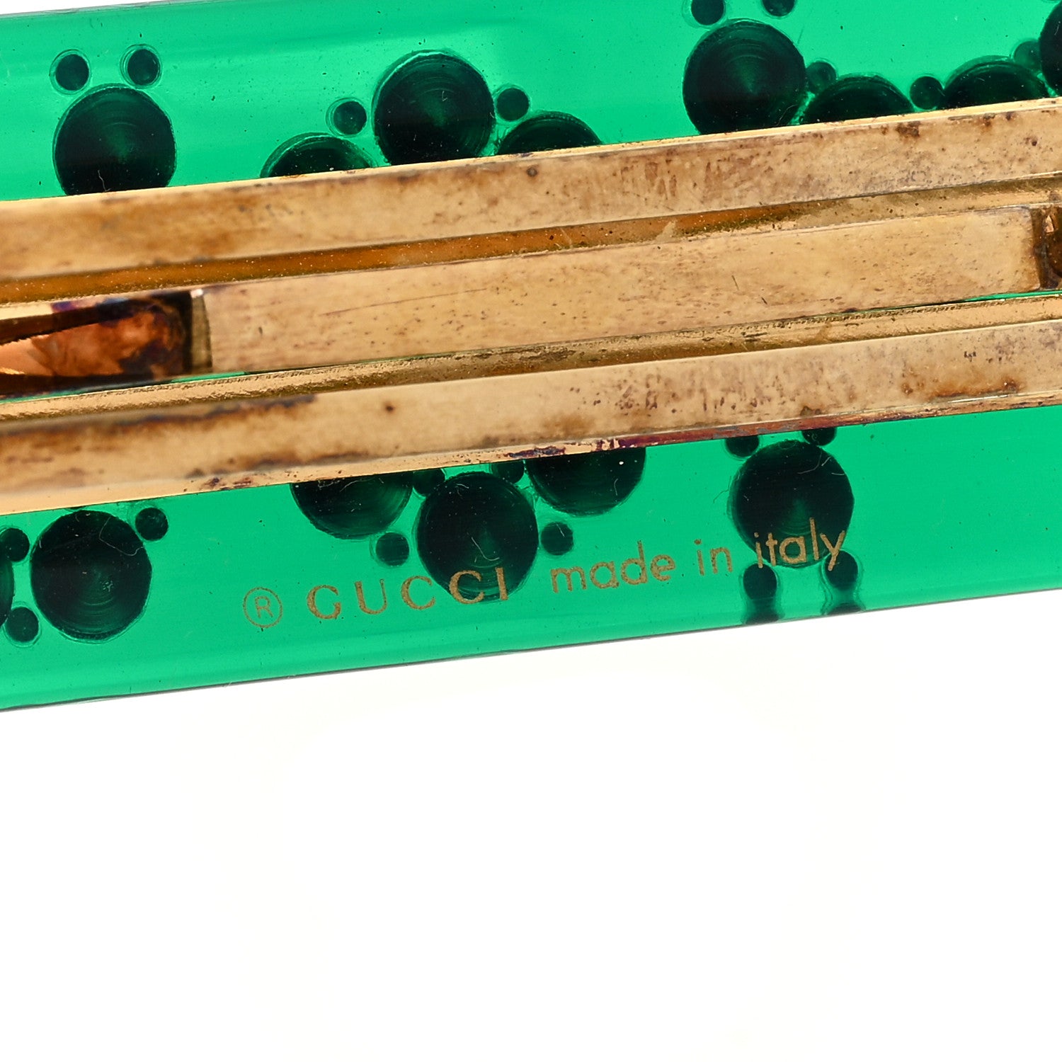 Gucci Resin Crystal Amour Single Hair Barrette Green 3 of 3