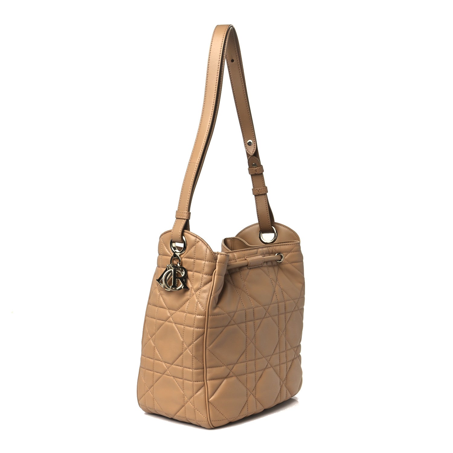Christian Dior Calfskin Macrocannage Medium D-Motion Bag Light Gold 3 of 11