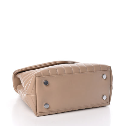 Saint Laurent Calfskin Y Quilted Monogram Medium Loulou Satchel Dark Beige 4 of 10