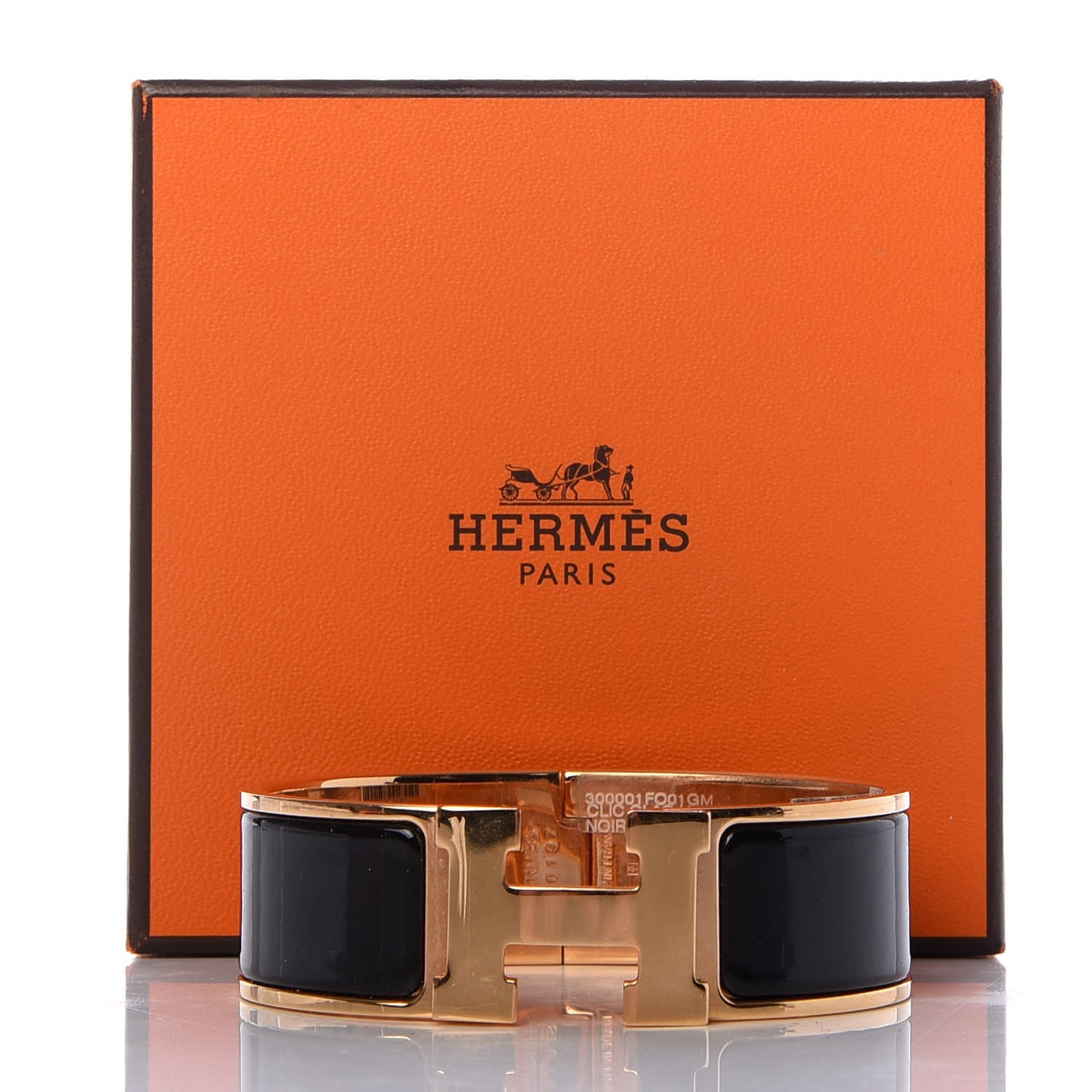 Enamel Wide Clic Clac H Bracelet GM Black