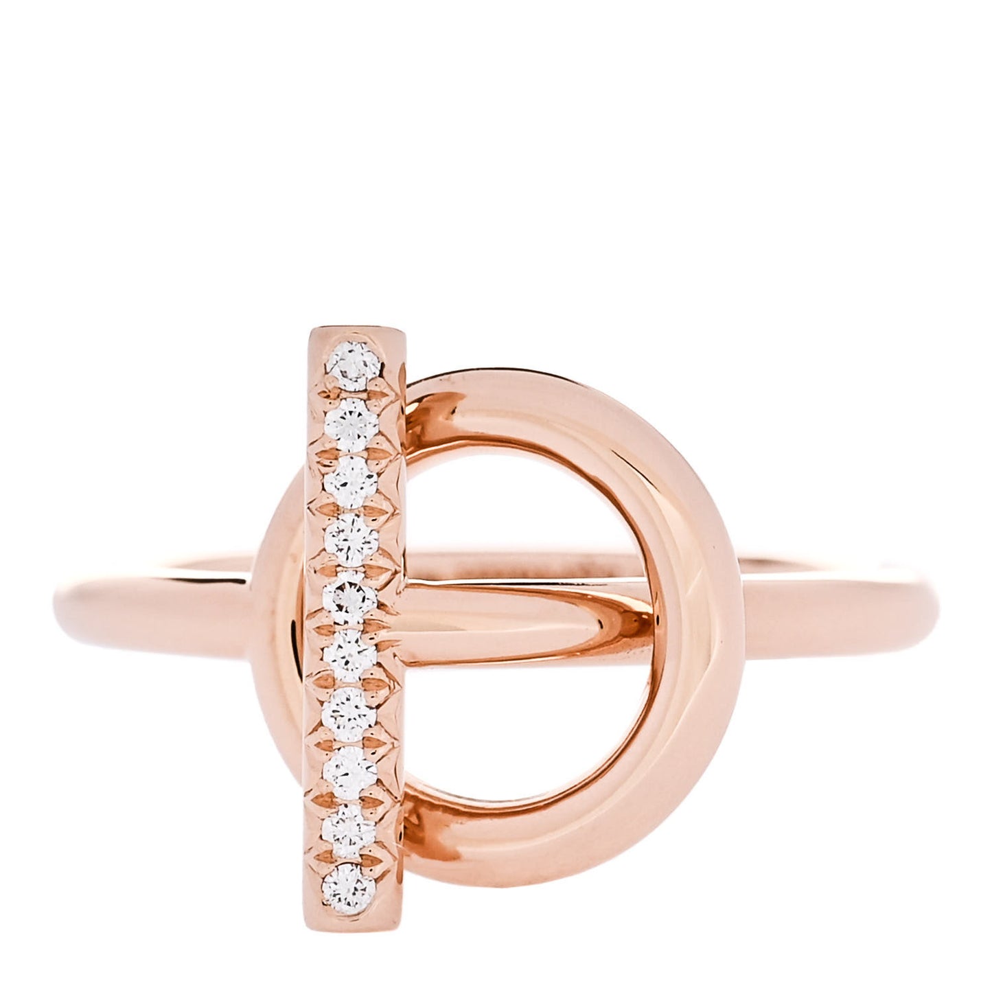 18K Rose Gold Diamond PM Echappee Ring 54 7
