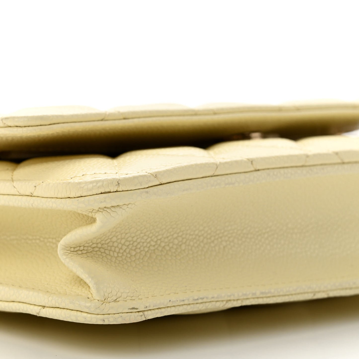 Caviar Quilted Wallet on Chain WOC Light Yellow