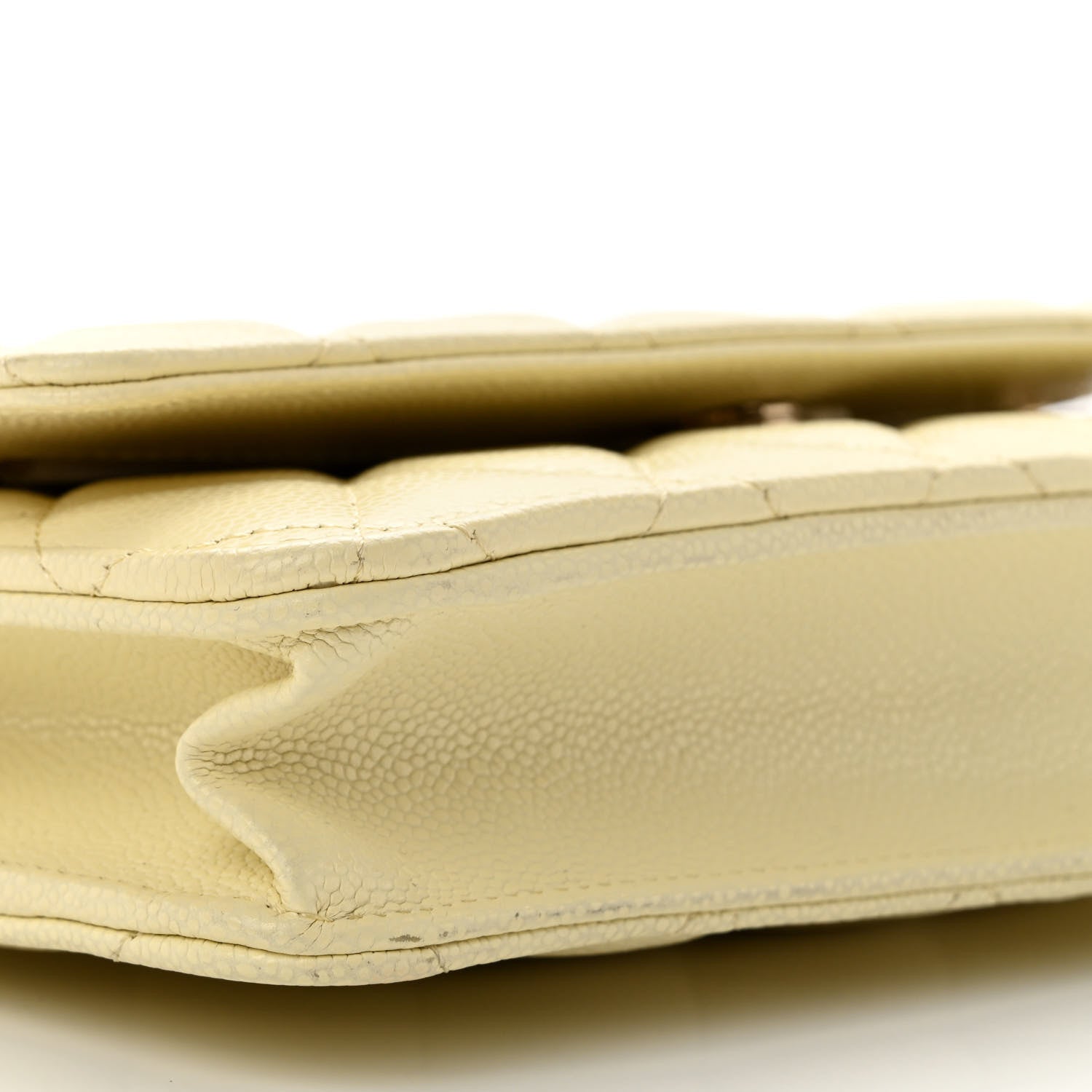 Chanel Caviar Quilted Wallet on Chain WOC Light Yellow 9 of 11