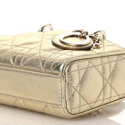 Christian Dior Metallic Lambskin Cannage Micro Lady D-Joy Gold 10 of 10