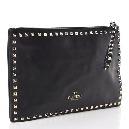 Valentino Garavani Vitello Large Rockstud Zip Wristlet Pouch Black 3 of 6