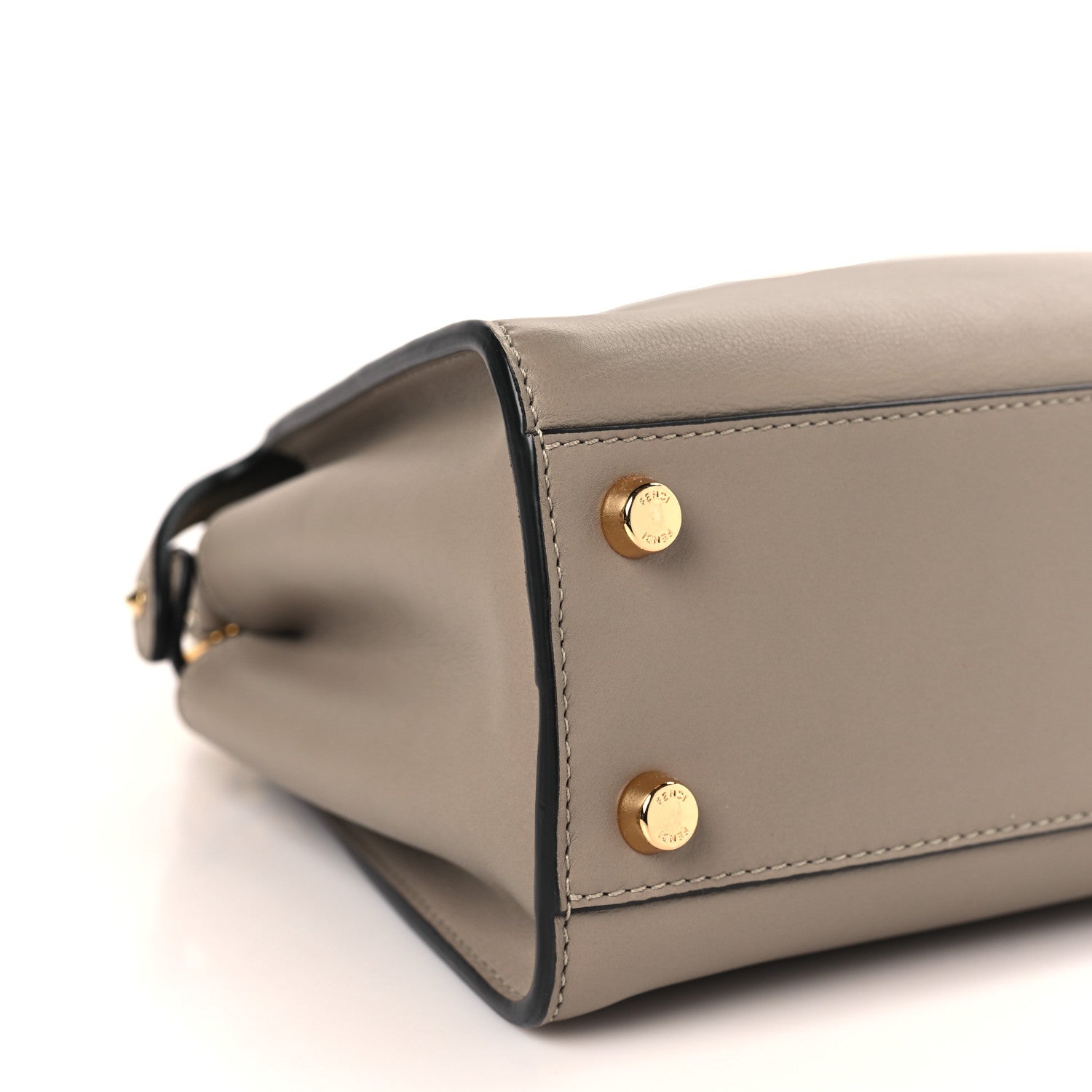 Fendi Vitello Tahiti Burro Medium Peekaboo Iconic Essentially Satchel Tortora Black 8 of 9