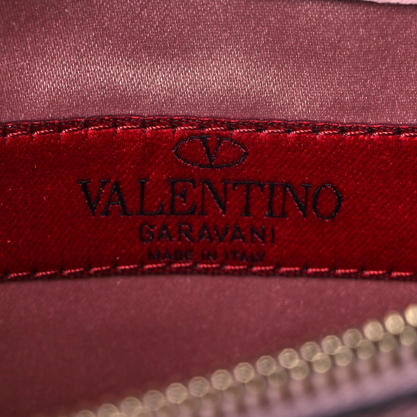 Calfskin Rockstud Wallet On Chain Water Rose