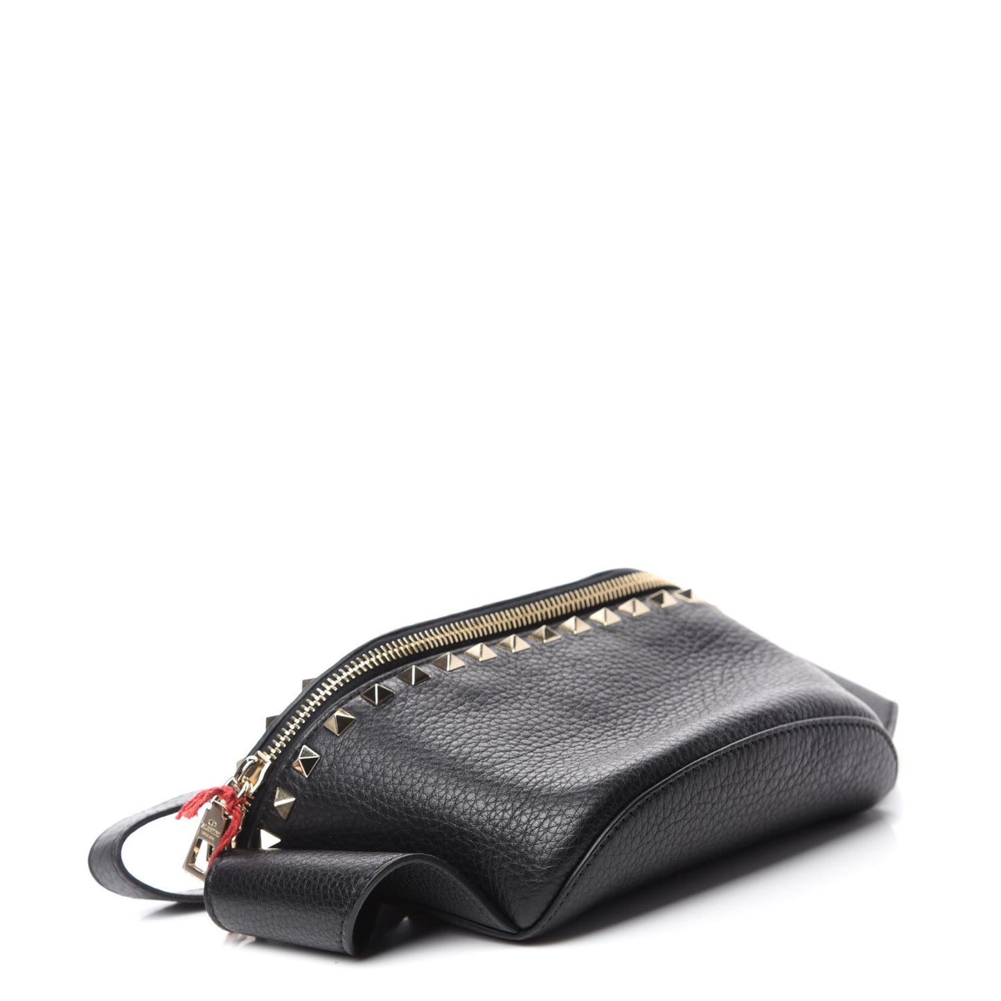 Grainy Calfskin Rockstud Belt Bag Black