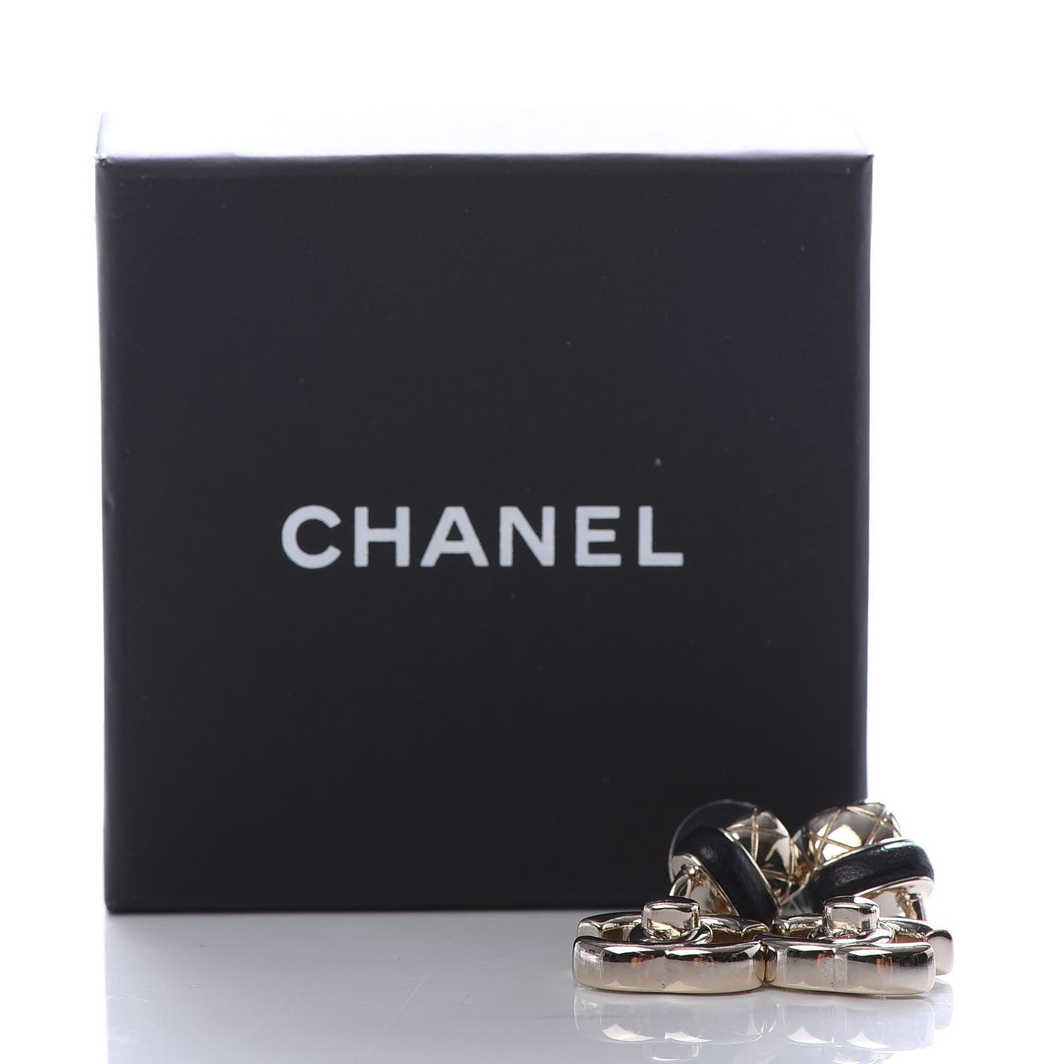 Chanel Lambskin CC Turnlock Drop Earrings Gold Black 5 of 5