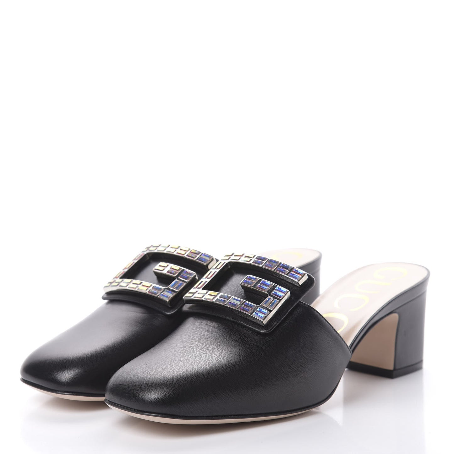 Malaga Kid Crystal Square G Madelyn 60mm Mules 37.5 Black