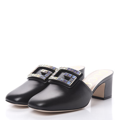 Gucci Malaga Kid Crystal Square G Madelyn 60mm Mules 37.5 Black 3 of 11