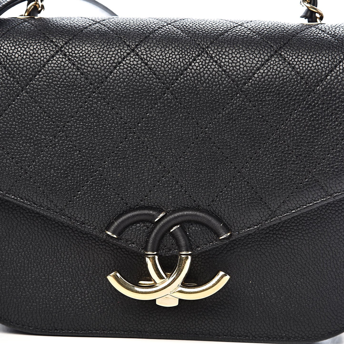 Grained Calfskin Quilted Small Cuba Top Handle Flap Black
