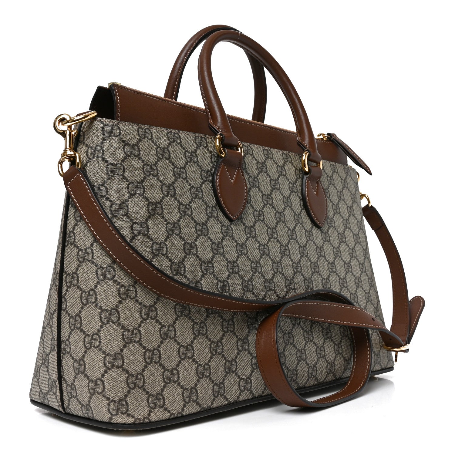 Gucci GG Supreme Monogram Large Zip Top Tote Beige Tuscany 3 of 10