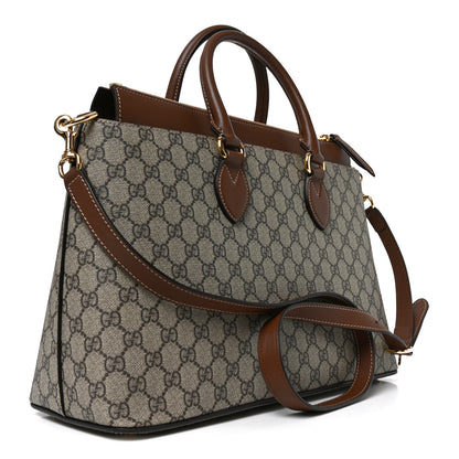 Gucci GG Supreme Monogram Large Zip Top Tote Beige Tuscany 3 of 10