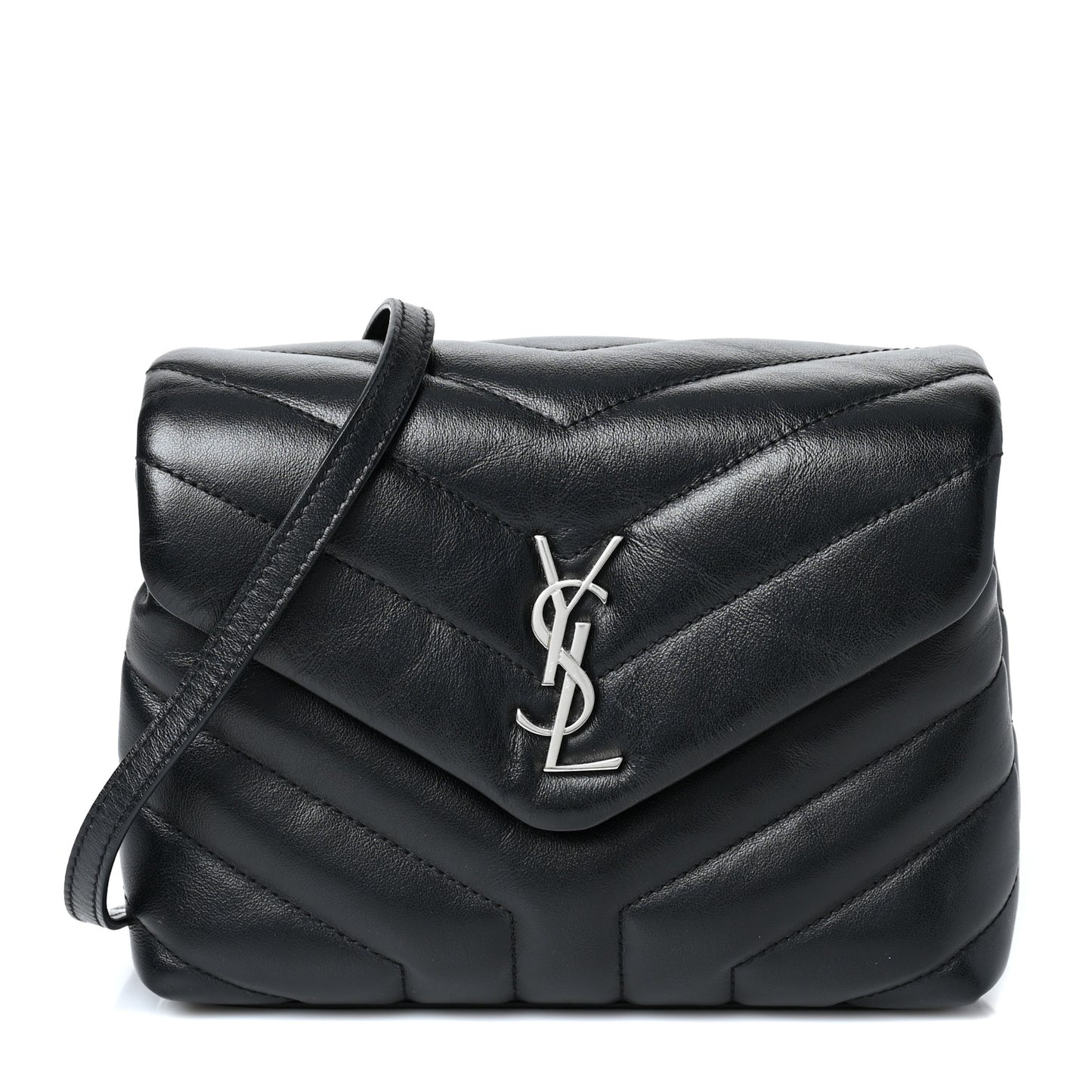 Calfskin Y Quilted Monogram Toy Loulou Crossbody Bag Black