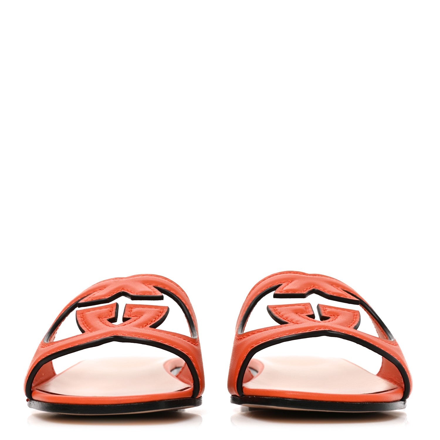 Gucci Cosmos Softy Calfskin Interlocking G Cut Out Slide Sandals 35.5 Deep Orange 3 of 8