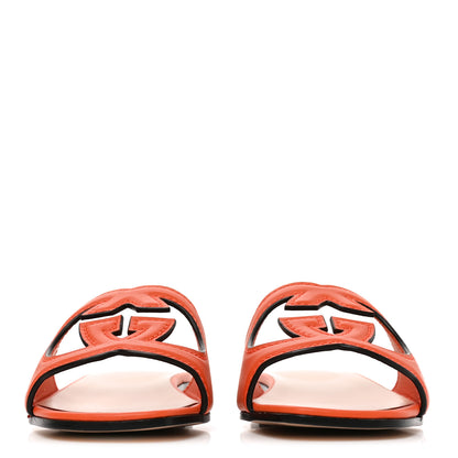 Gucci Cosmos Softy Calfskin Interlocking G Cut Out Slide Sandals 35.5 Deep Orange 3 of 8