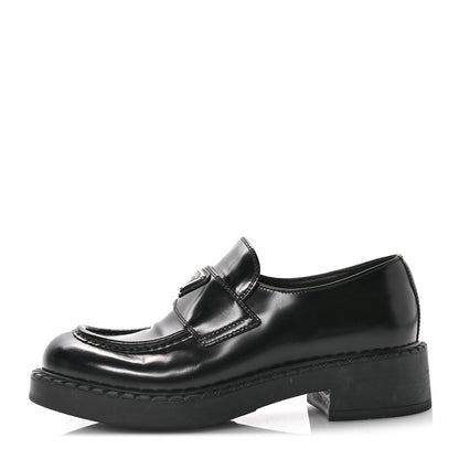 Prada Spazzolato Metal Triangle Logo 50mm Loafers 38 Black 1 of 7