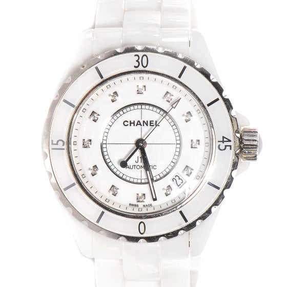 Stainless Steel Ceramic Diamond 33mm J12 Quartz Watch White