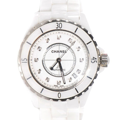 Chanel Stainless Steel Ceramic Diamond 33mm J12 Quartz Watch White 1 of 5