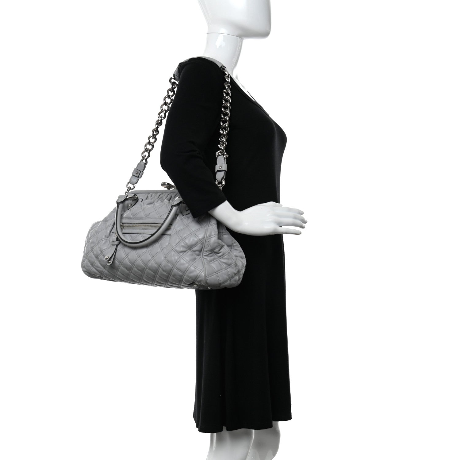 Marc Jacobs Calfskin Quilted Stam Grey 2 of 14