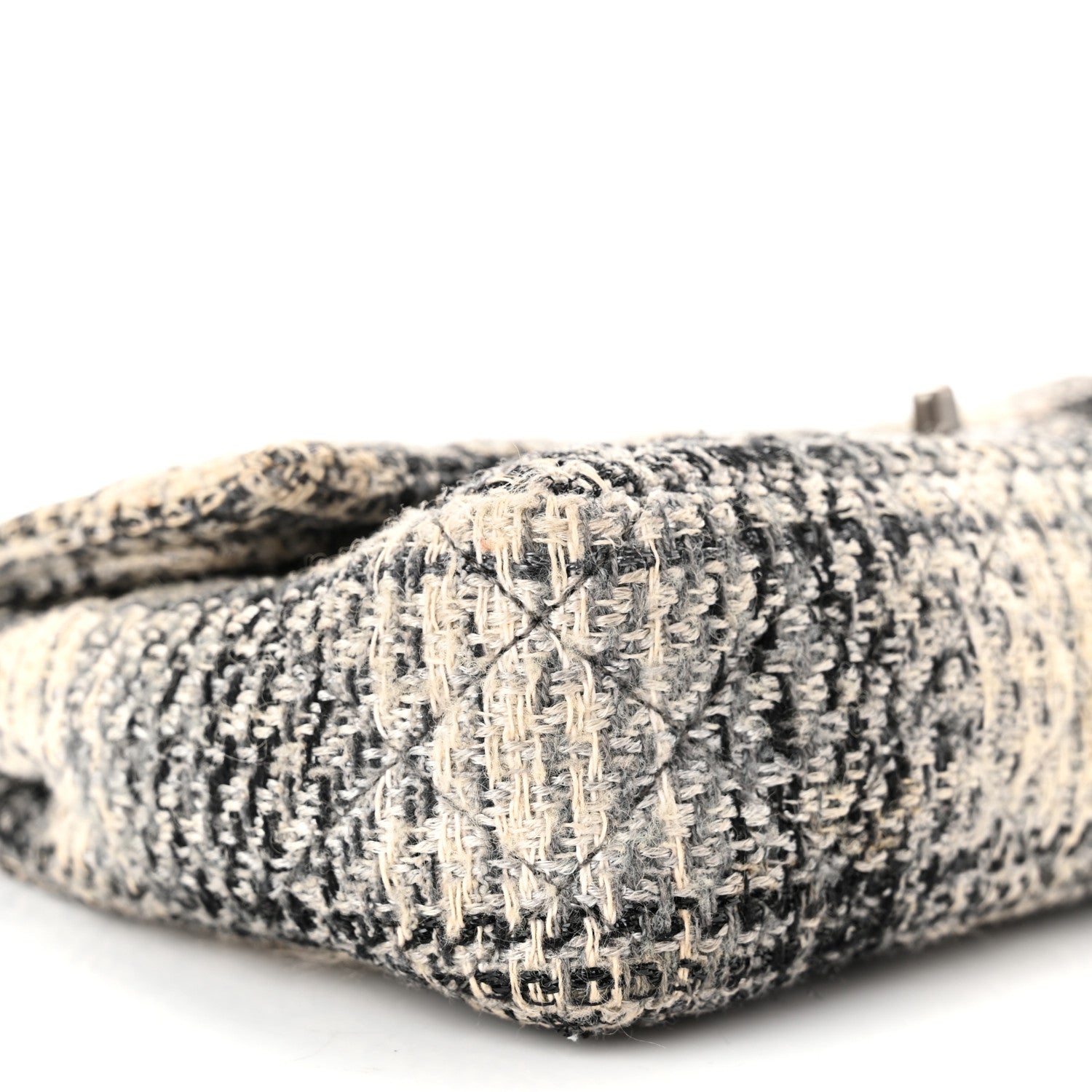 Chanel Tweed Quilted Medium Double Flap Beige White Black 9 of 10