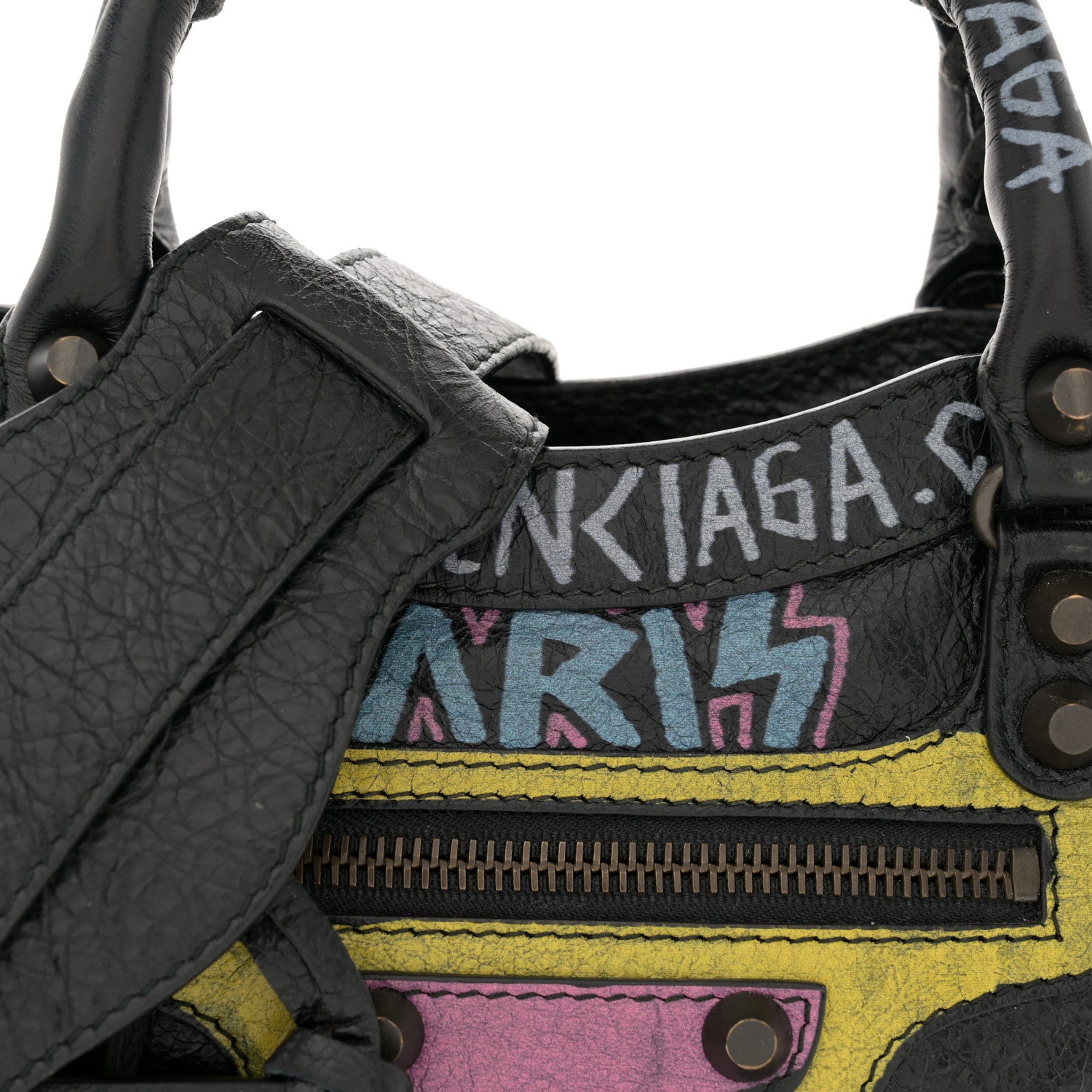 Balenciaga Agneau Arena Graffiti All Over Classic Hardware Mini City Black Multicolor 9 of 12