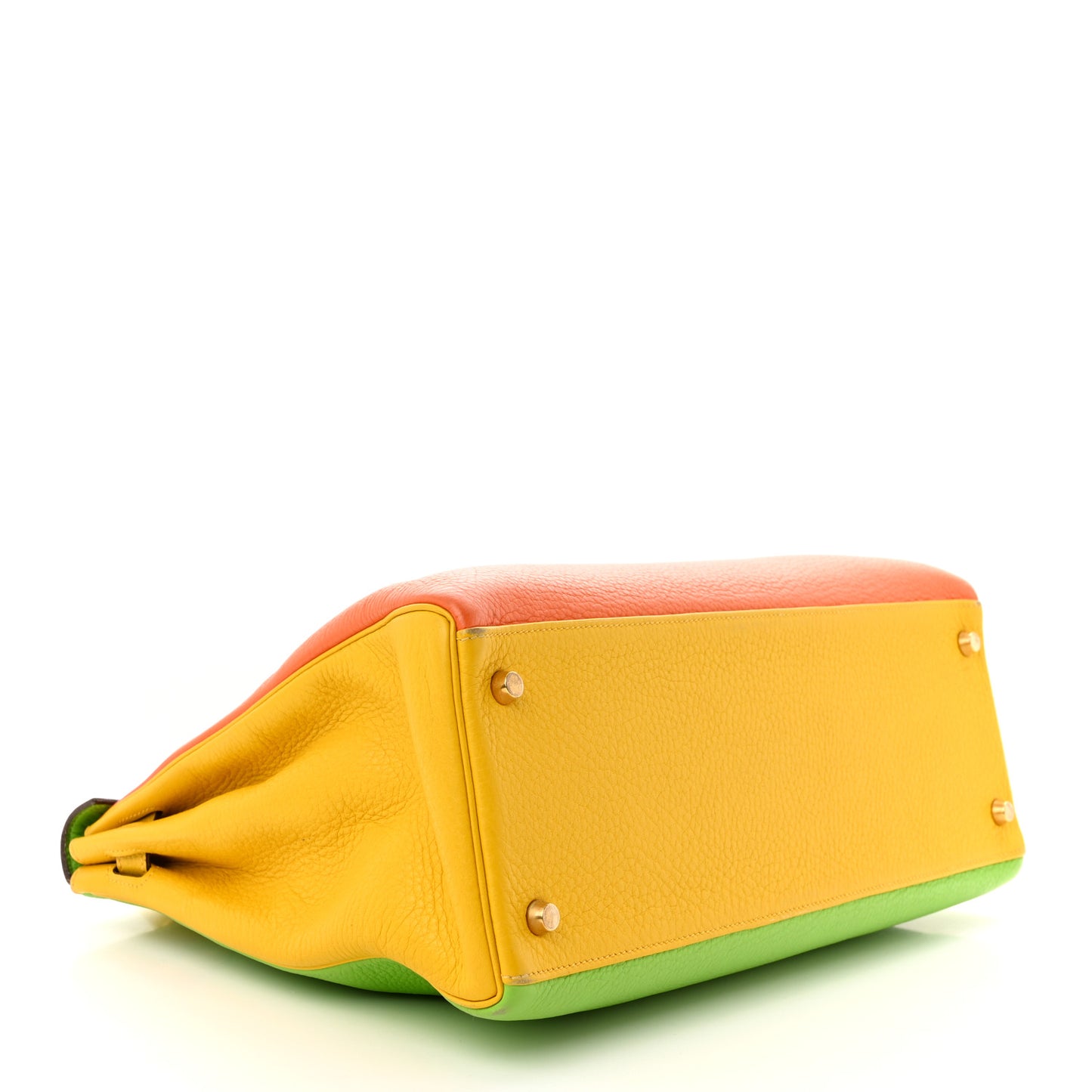 Taurillon Clemence Tri-Color Kelly Retourne 35 Orange Vert Cru Jaune