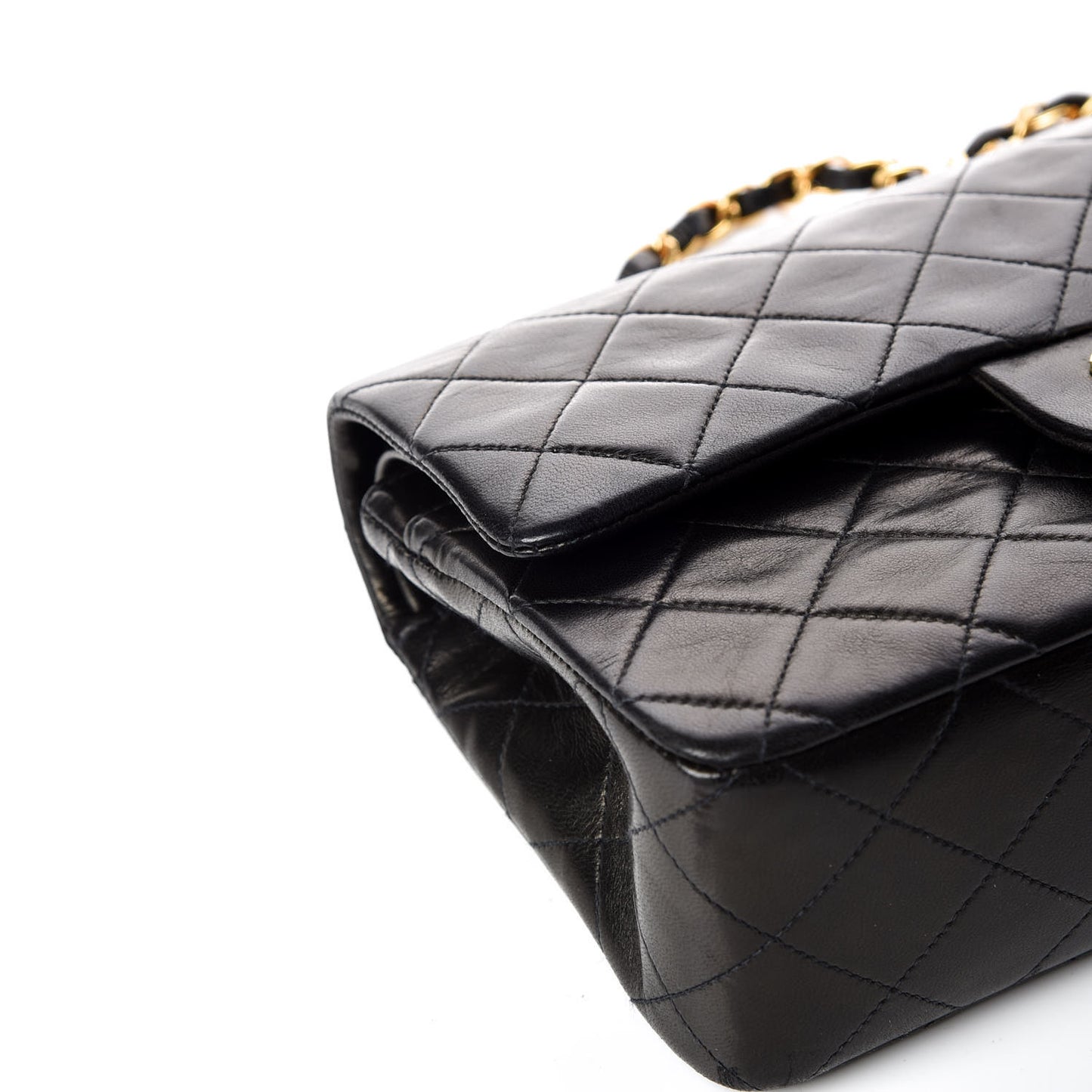 Lambskin Quilted Small Double Flap Black