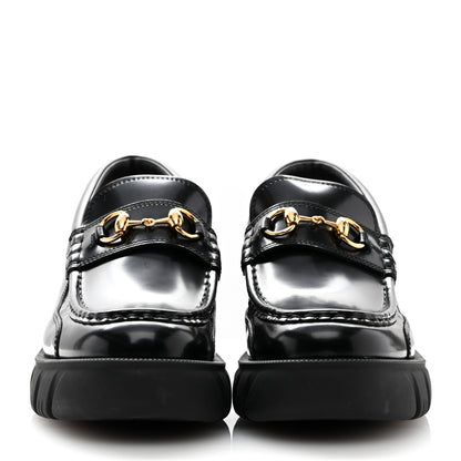 Gucci Magnum Calfskin Nappa Samoa Womens Horsebit Platform Chunky Lug Sole 40mm Loafers 40.5 Black 3 of 9