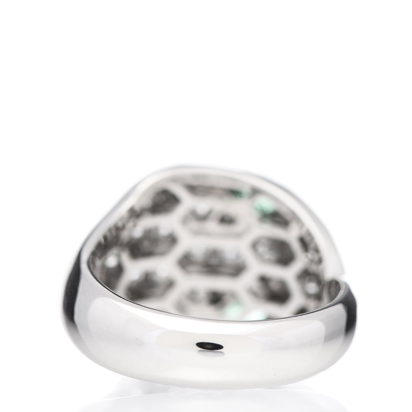 18K White Gold Diamond Emerald Serpenti Seduttori Ring 50 5.25