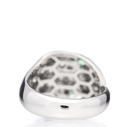 Bulgari 18K White Gold Diamond Emerald Serpenti Seduttori Ring 50 5.25 4 of 6