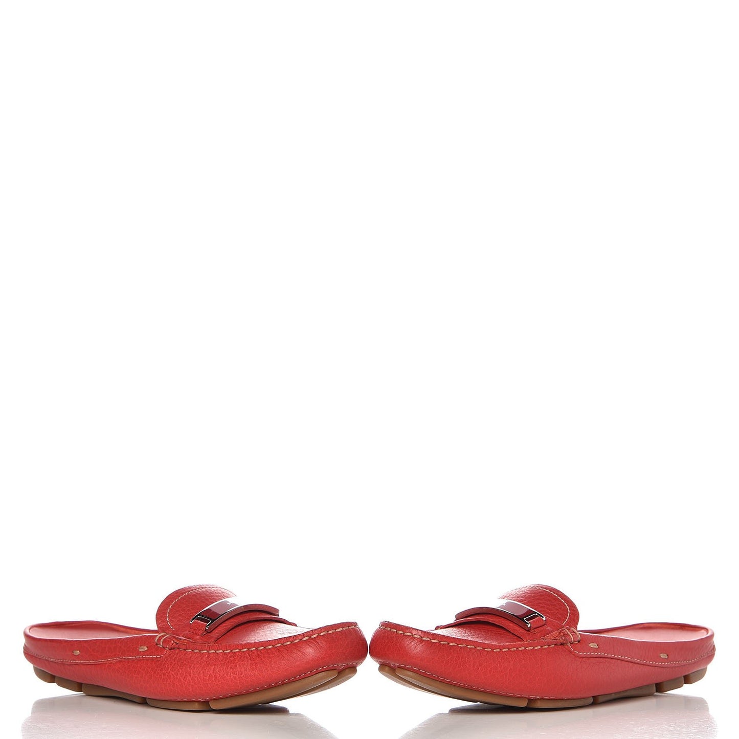 Vitello Daino Logo Mules 36.5 Red