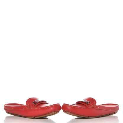 Prada Vitello Daino Logo Mules 36.5 Red 5 of 13