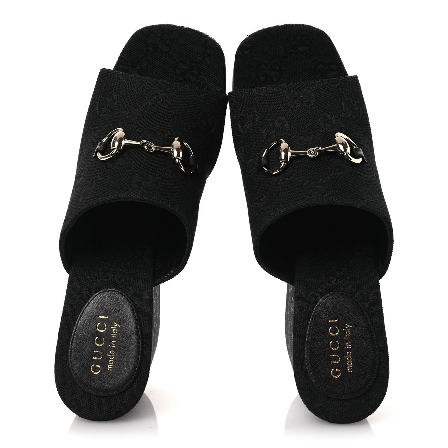 Monogram Wedge Platform Sandals 39.5 Black