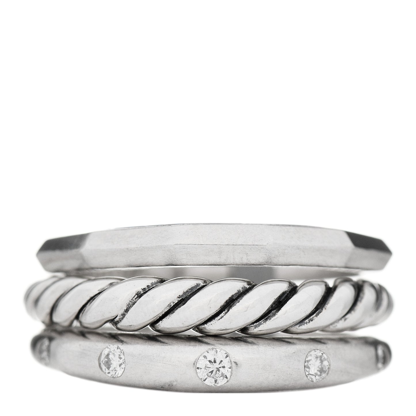 Sterling Silver Diamond 9mm Stax Narrow Ring 51 5.75